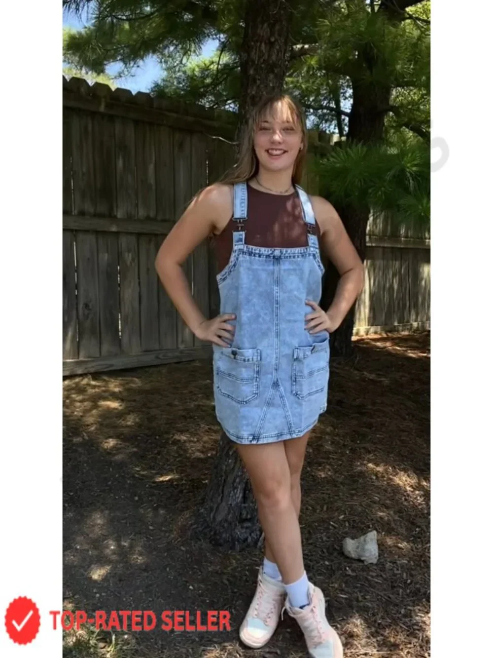 Women's Denim Overalls Dress Adjustable Strap Casual Romper with Pockets